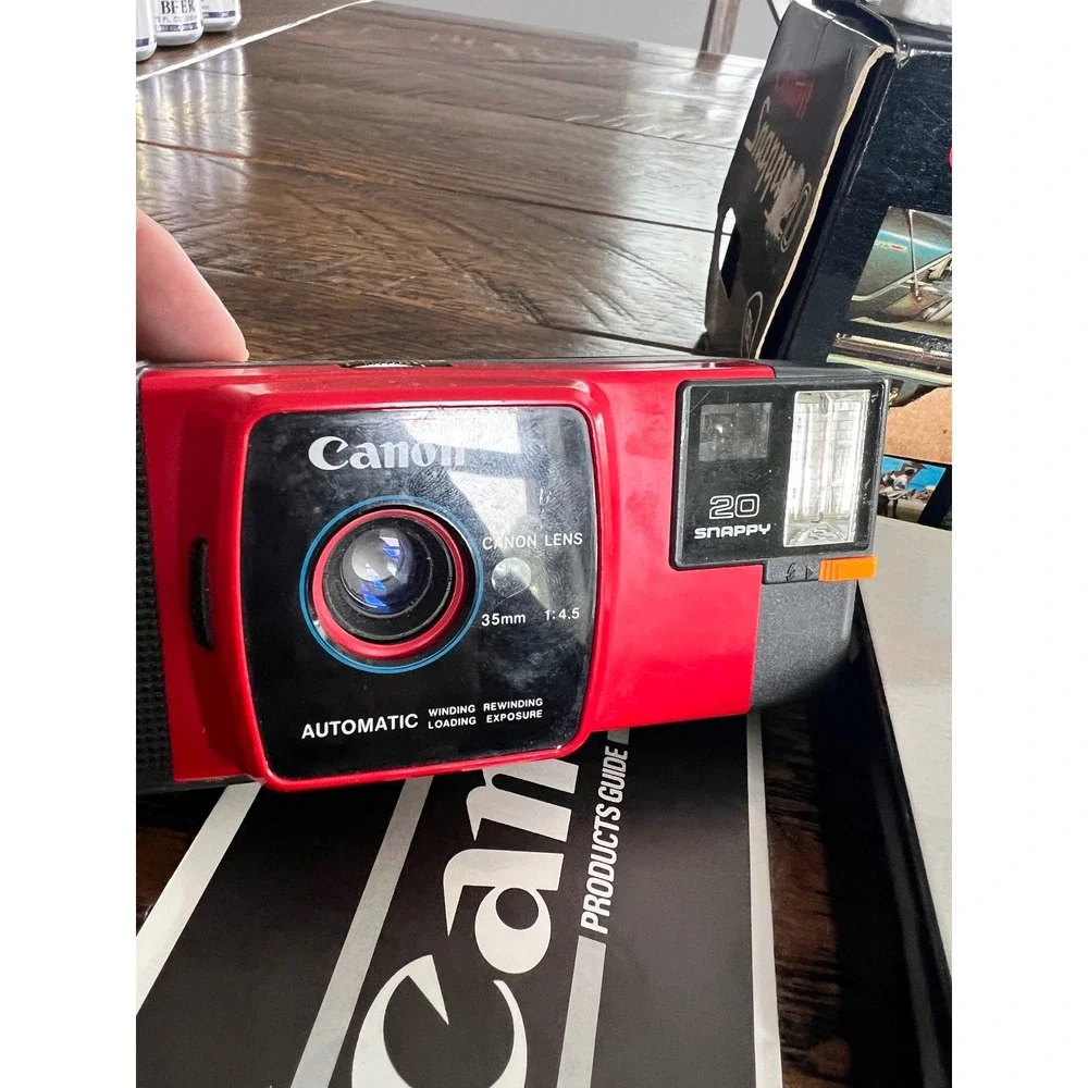 Vintage Canon Snappy 20 35mm Film Camera Red Point and Shoot with Box PARTS ONLY